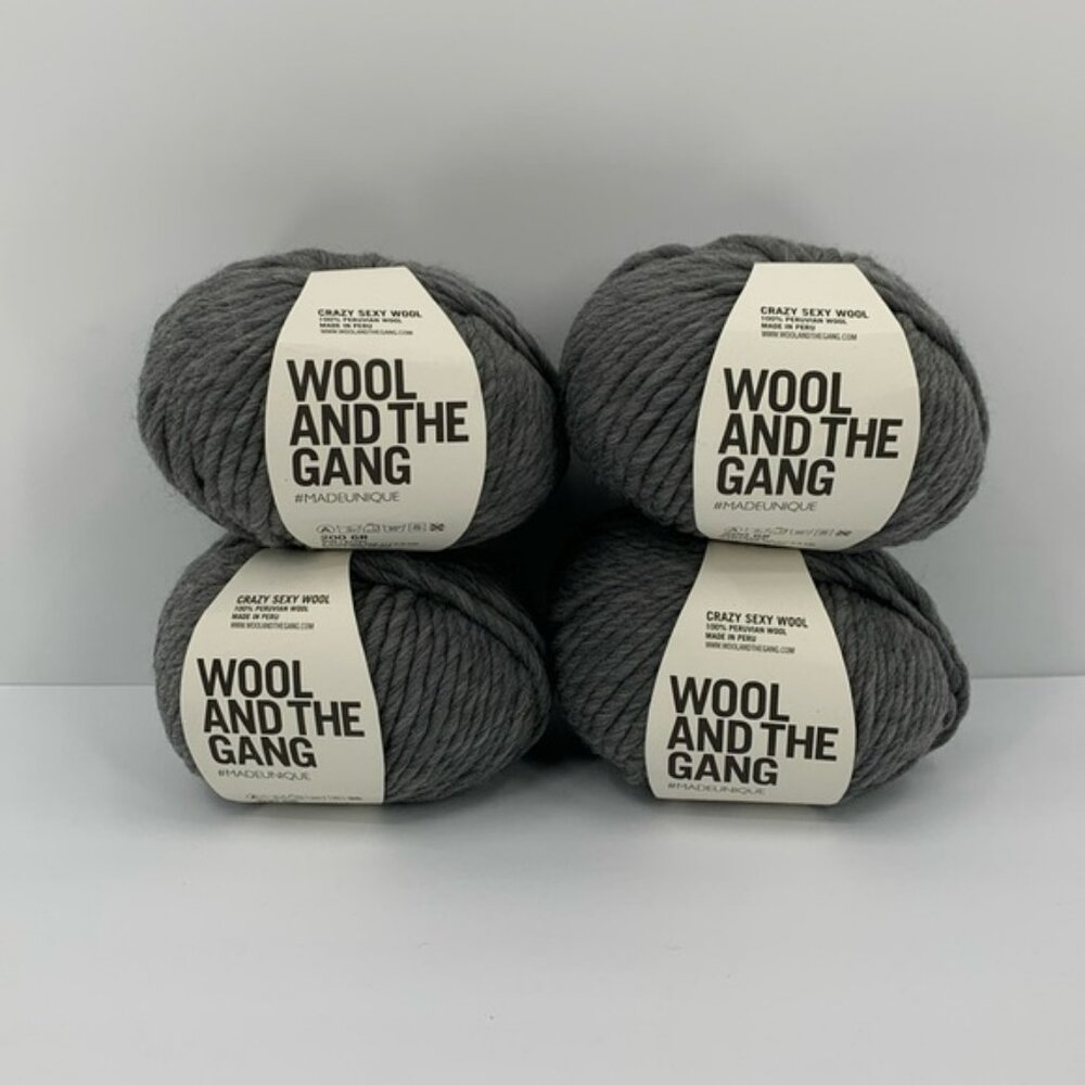 Wool and the Gang Crazy Sexy Wool Tweed yarn Gray Peruvian 4 skeins 800 grams